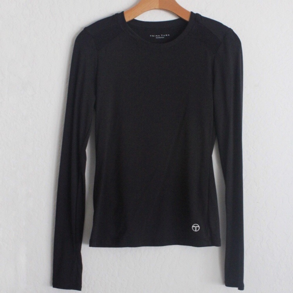 TRINA TURK MESH-BACK LONGSLEEVE TOP